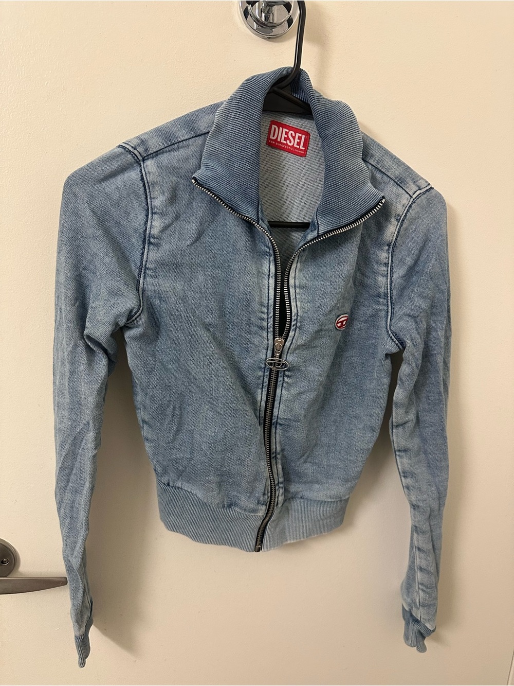 Diesel Light Wash Blue Zip-Up Jean Jacket